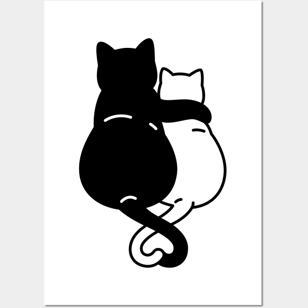 Black and white cats snuggled up together Wall Art by pickledpossums